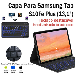Capa Para Samsung Tab S10Fe Plus (13,1") Com Teclado iluminado Com Tecla Ç + Mouse em Oferta na Shopee