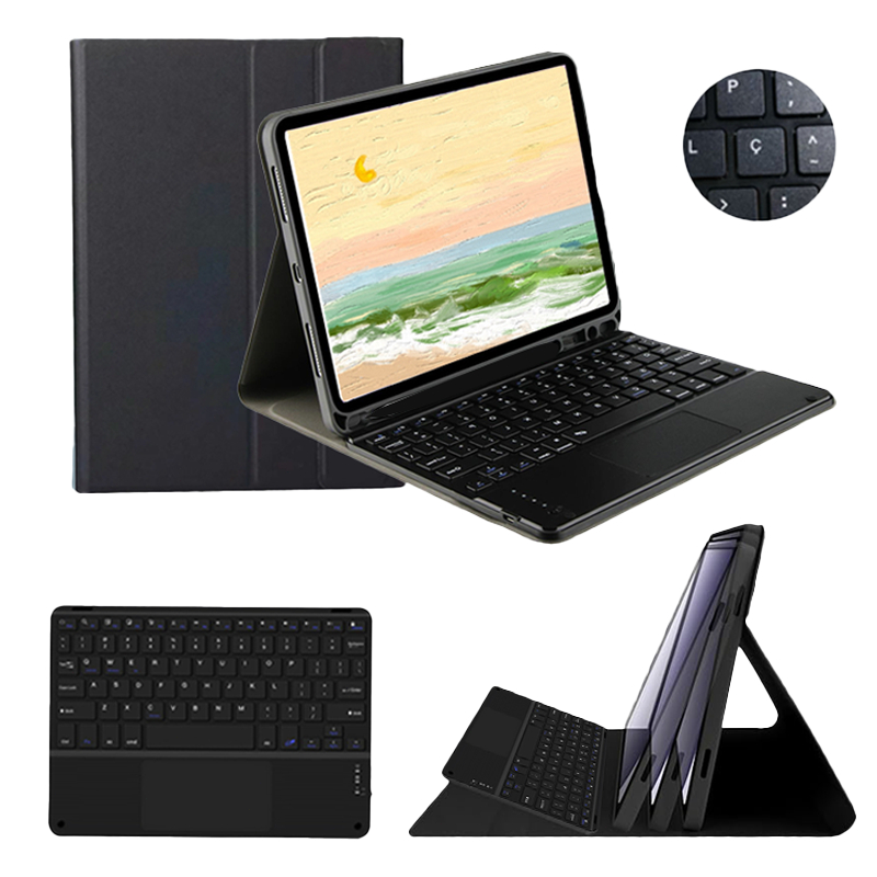 Capa com Teclado ABNT2 Touchpad Dobrável Para Samsung Galaxy Tab A11/A9/A8/A7 (E Tecla Ç)