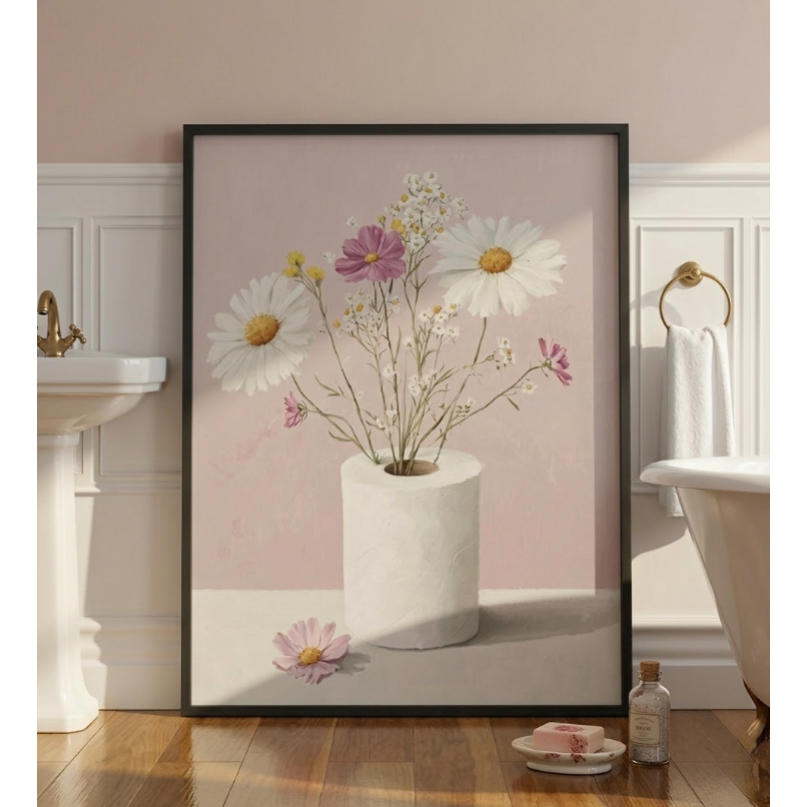 Quadro Decorativo Lavabo Banheiro flores ideal para casas de banho toillet em Oferta na Shopee