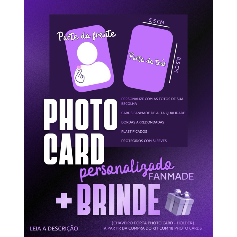 Kit 15 Photocards Fan Made Personalizados 5,5cm x 8,5 cm Resistentes a água | Kit colecionável