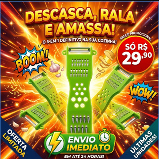 Descascador, Ralador e Fatiador 5 X1  Aço Inox 22cm Multifuncional p/ Cozinha Ideal p/Legumes Frutas em Oferta na Shopee