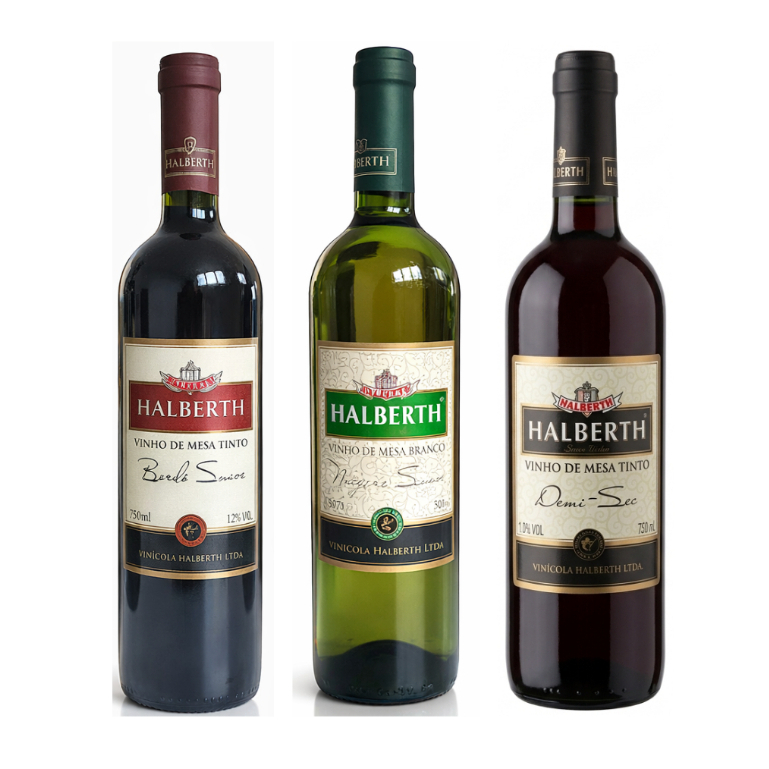 Kit 3 Vinho Halberth 750 ml Tinto Branco Suave Tinto Demi Sec em Oferta na Shopee
