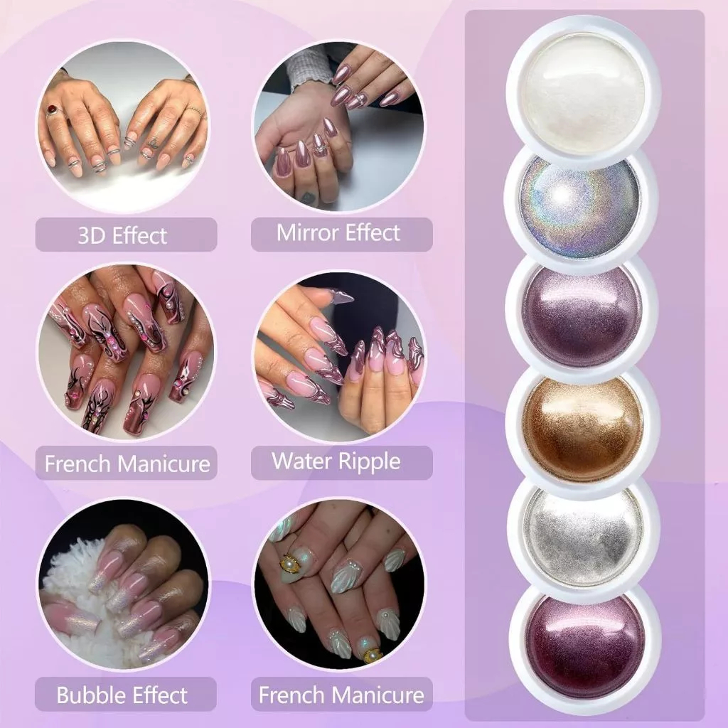 Kit 6 Pó Cromo Metalizado Unhas Cromado Decoração