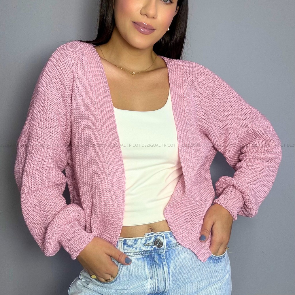 Cardigan Feminino Tricot Elegante Curto Casaco De Lã Inverno Europeu em Oferta na Shopee