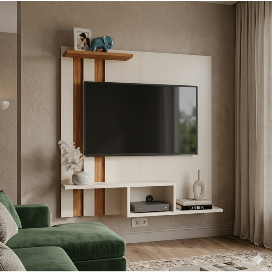 Painel Para Tv Ripado 32 Polegadas Decoração Sala Estar Quarto Nicho Organizador Prateleira