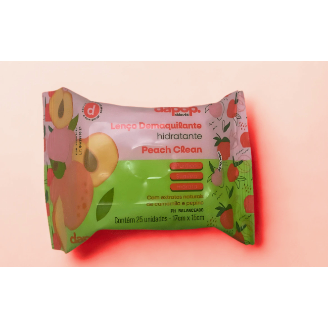 Lenço Demaquilante Hidratante Peach Clean - Dapop