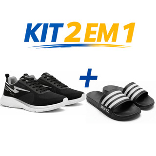 Kit Tenis Masculino Esportivo Academia Corrida Confortavel + Chinelo Sandalia Slide Macio…