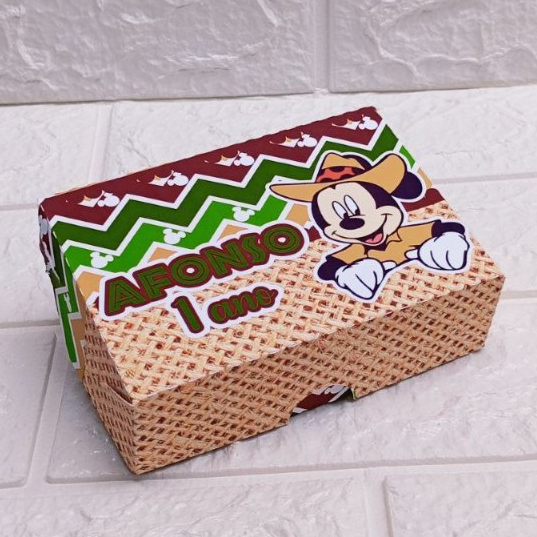 Caixa 6 Doces Mickey Safari Personalizada - Lembrancinhas Personalizada - Festa Infantil - Festa de Aniversário Infantil