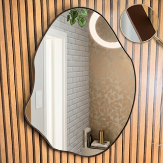 Espelho Orgânico Vênus 80x60 cm Decorativo para Banheiro Sala Quarto Hall com Moldura em Couro em Oferta na Shopee