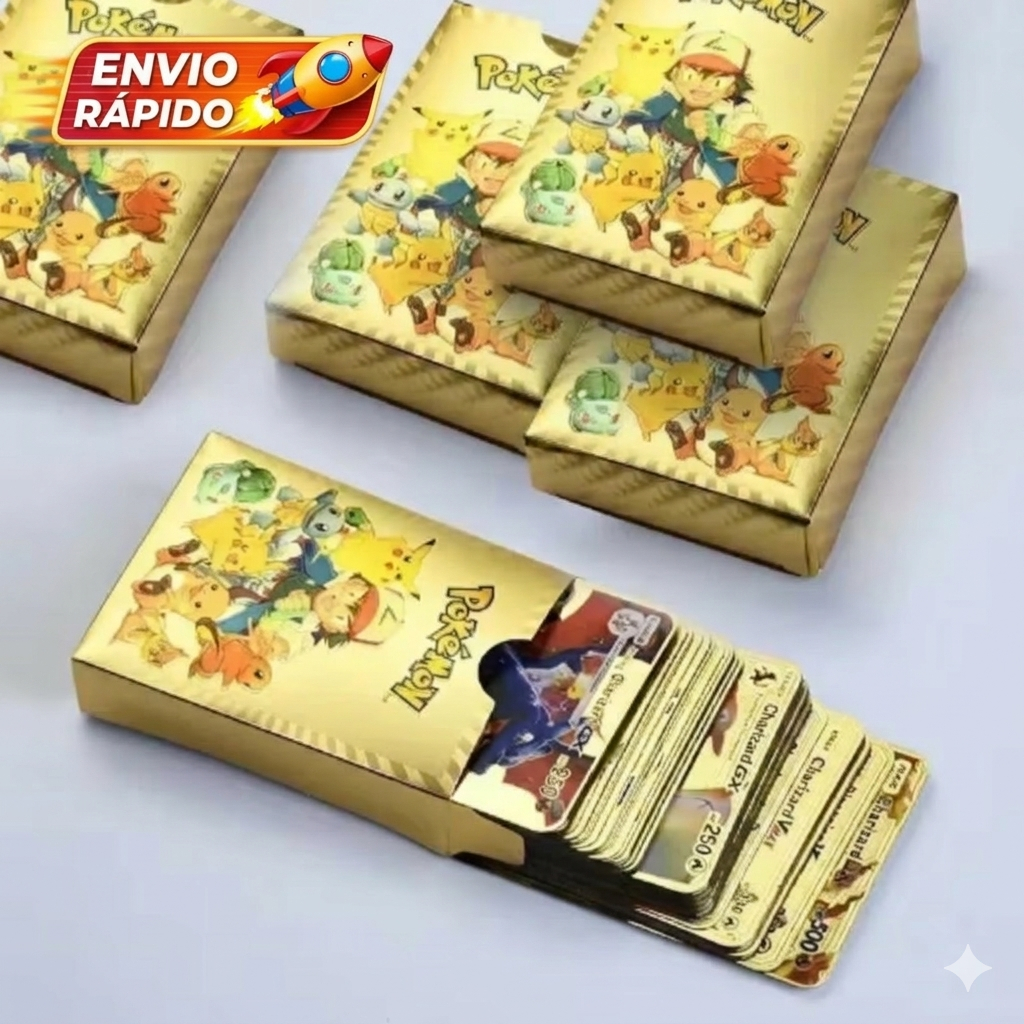 Kit Cartas Pokémon 55 Peças Gold Prata Edition Cards Raros e Colecionáveis - Envio Imediato em Oferta na Shopee