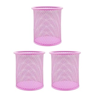 Kit Com  3 Porta Lápis Caneta Redondo Metal Aramado