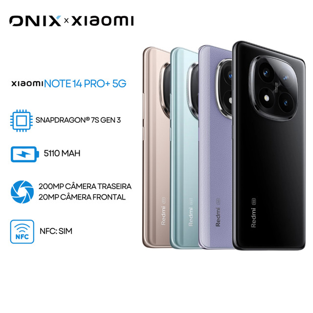 Redmi Note 14 Pro+ 5G 256GB e 8GB RAM, Versão Global Câmera 200MP, processador Snapdragon 7s Gen 3, Bateria 5110 Mah