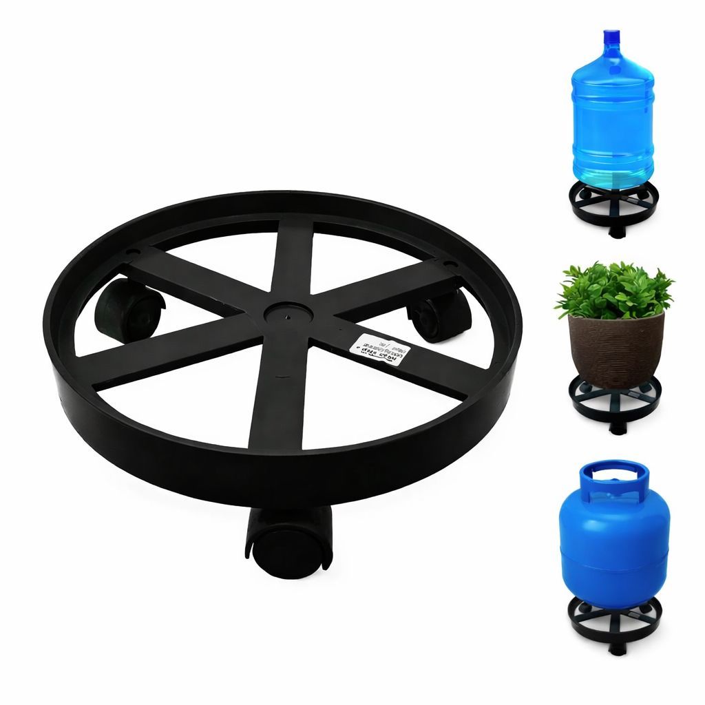 Suporte Apoio Botijão Gás Vaso Galão Água Base Rodinha Preto em Oferta na Shopee