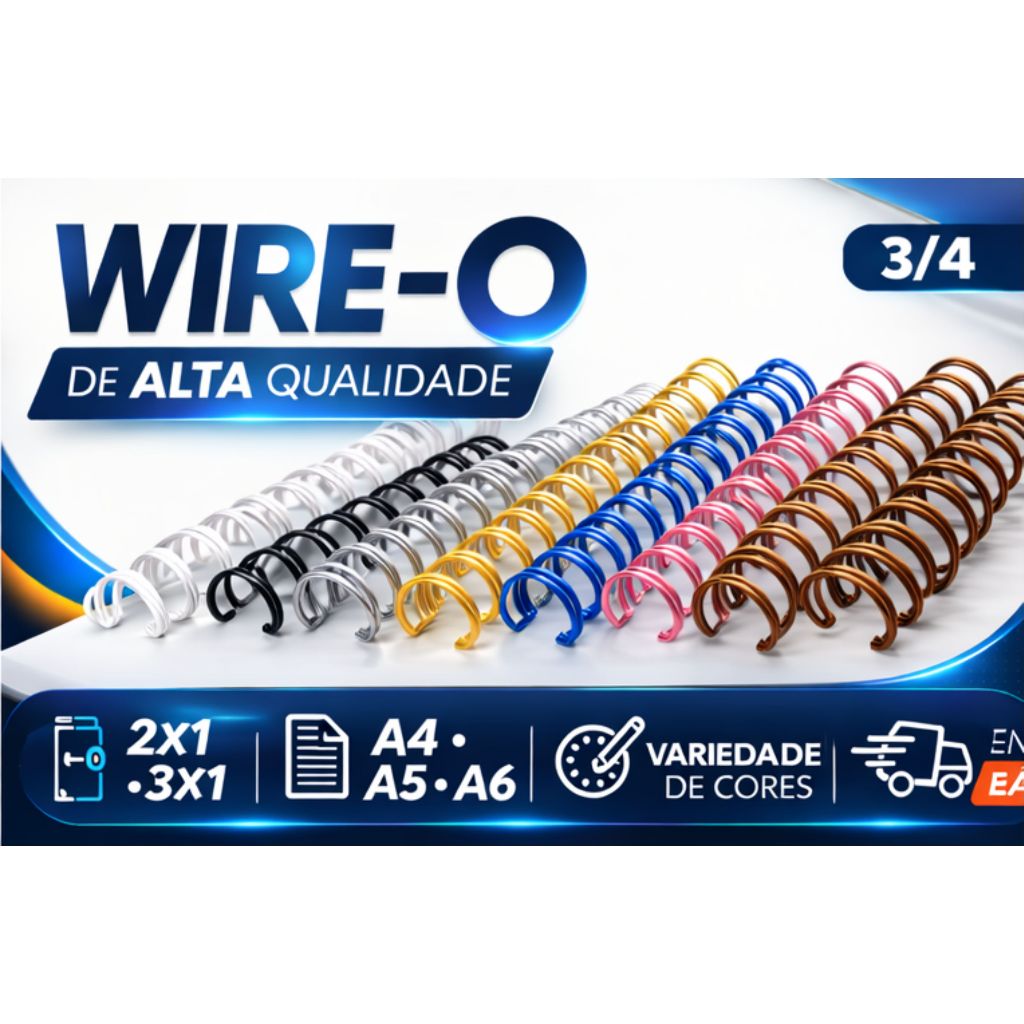 WIRE O PARA ENCADERNAÇÃO 2X1 3/4, A4 e A5 BRANCO,PRETO,PRATA,DOURADO,ROSEGOLD,ROSACLARO E BRONZE em Oferta na Shopee