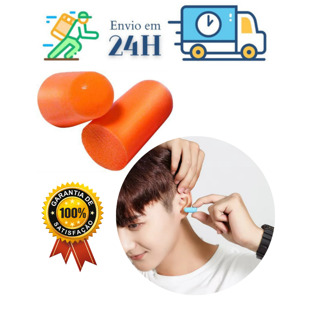 Kit C/10 a 140 Unidades Tampão de Ouvido Espuma Anti Ruido Confortável P/ Dormir Estudar e Trabalhar