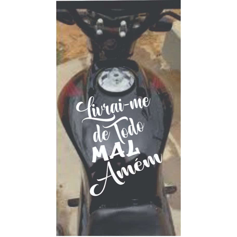 ADESIVOS FRASE PARA TANQUE DE MOTO LIVRA-ME DE TODO MAL AMÉM