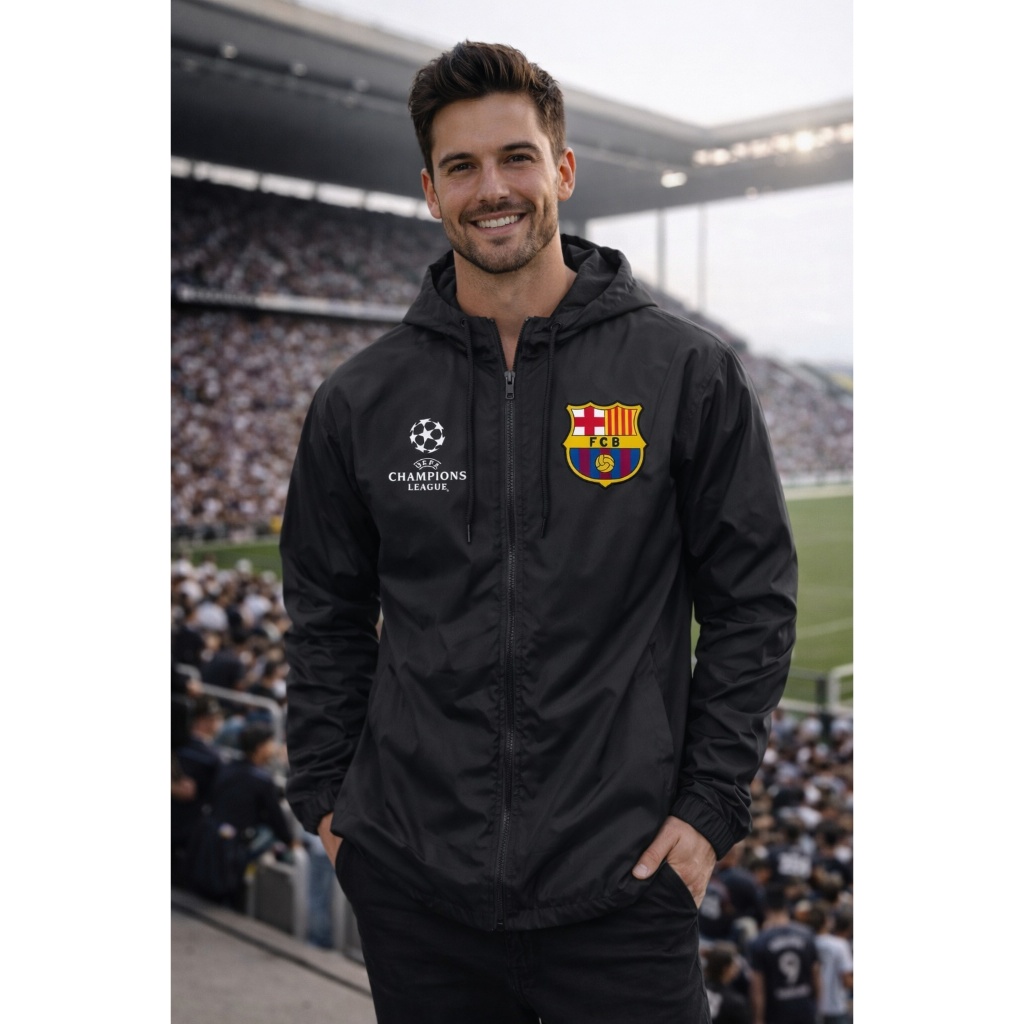 Jaqueta Corta Vento Barcelona com Capuz Adulto unissex Times