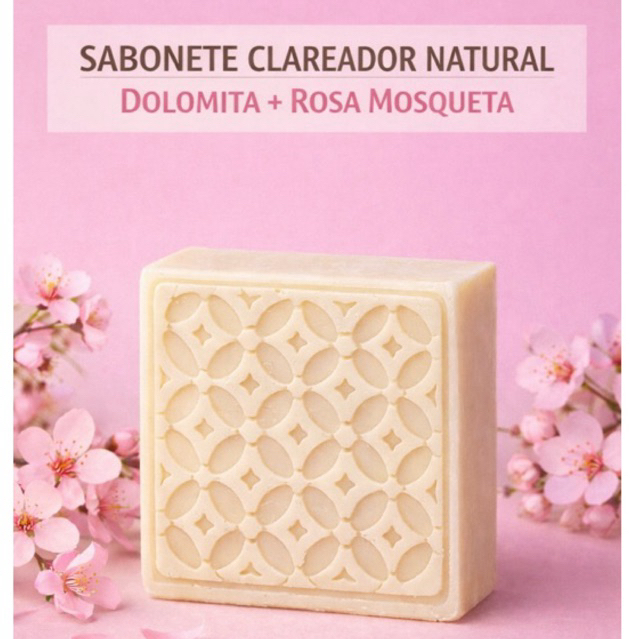 Sabonete Clareador Natural  | Dolomita + Aloe Vera + Rosa Mosqueta | Vegano Artesanal em Oferta na Shopee