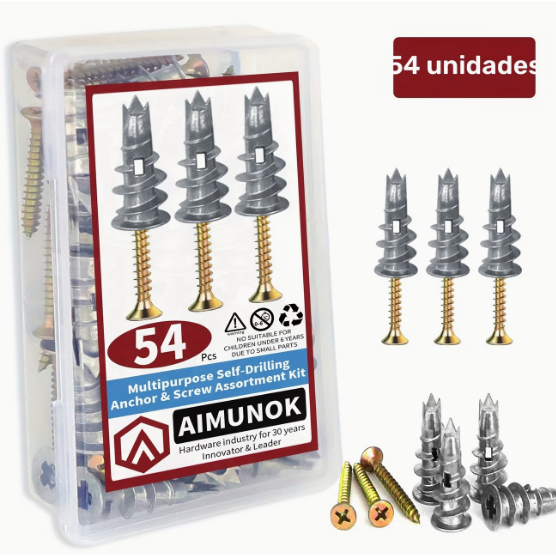 Kit 54 De Expansão Perfuração Parede Gesso Drywall De Expansão Parafuso