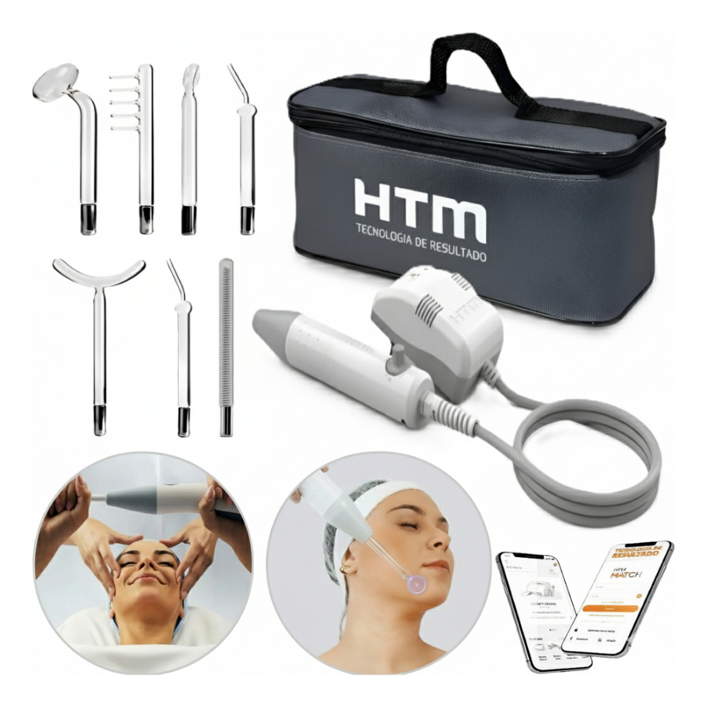 Kit Beauty Face Portátil Aparelho De Alta Frequência + 7 Eletrodos - HTM
