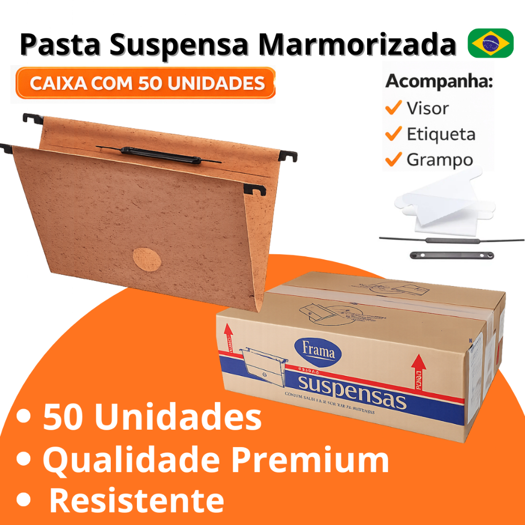 Pasta Suspensa Marmorizada Grampo Visor 50 Unidades Frama