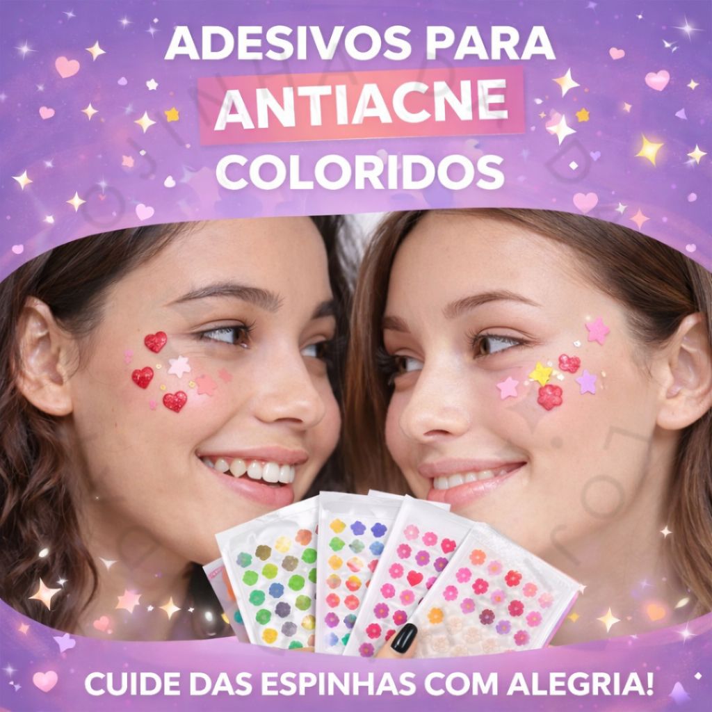 Kit 🩹Adesivo Secativo para Espinha Acne Patch Hidrocoloide ✨Invisível Colorido Anti Acne Dia☀️ Noite