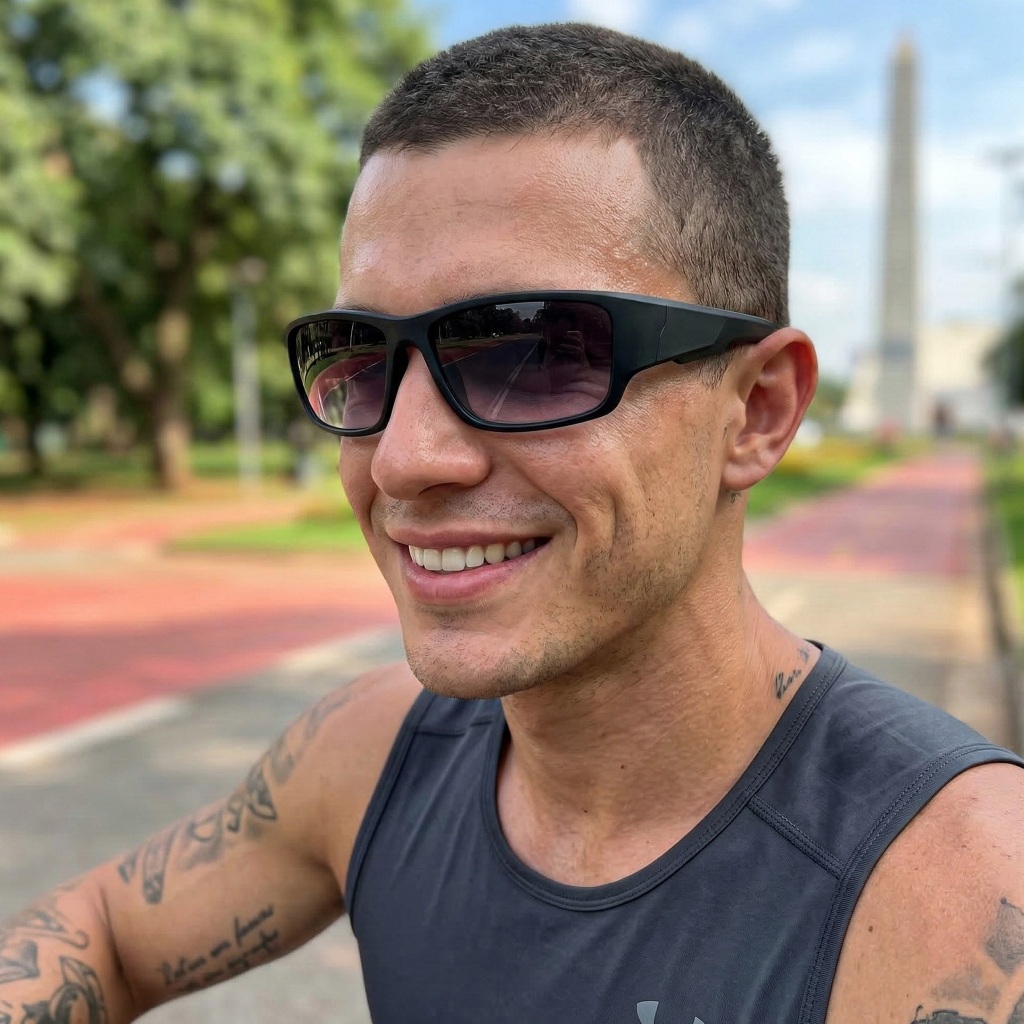 Óculos de Sol Masculino Curvado ILOOK Preto Conforto e Proteção Total para Atividades