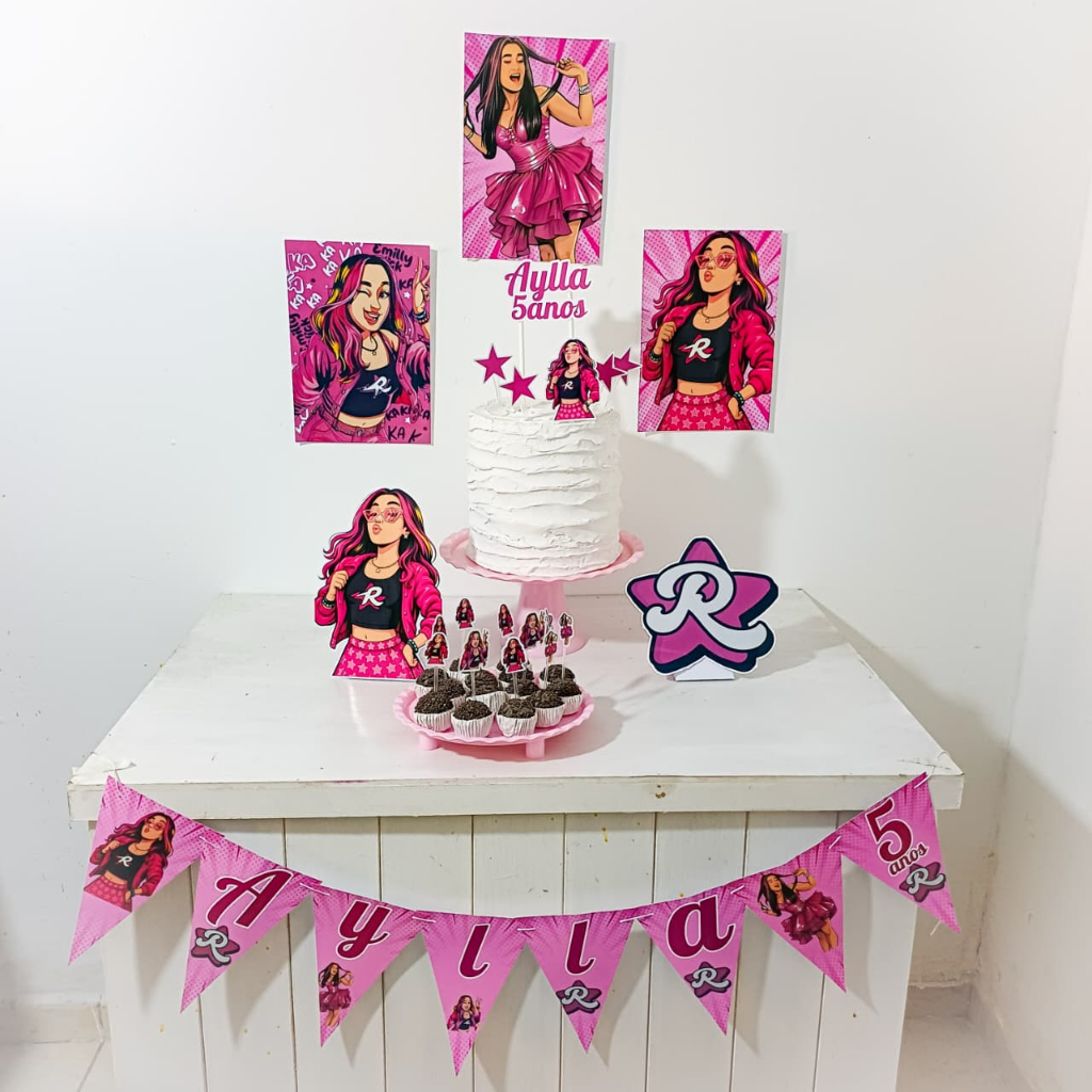 Kit Festa Emilly Vick dos rosas Katlen Personalizado Só Um Bolinho Festa em Casa Aniversário Infantil adulto Mesversário