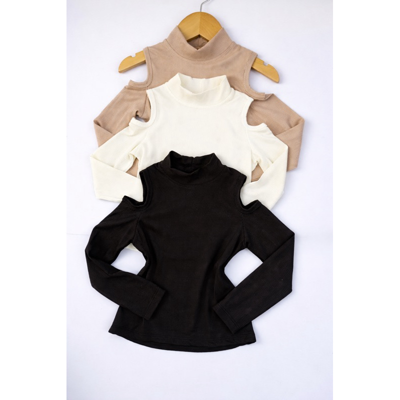 Blusa Infantil Manga Longa com Gola Alta Detalhe Ombro Mini Diva Blogueirinha
