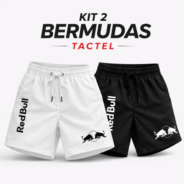 Kit 2 Bermudas Mauricinho Tactel Masculina Shorts Esportivo Red Praia Academia Confortável Verão