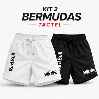Kit 2 Bermudas Mauricinho Tactel Masculina Shorts Esportivo Red Praia Academia Confortável Verão