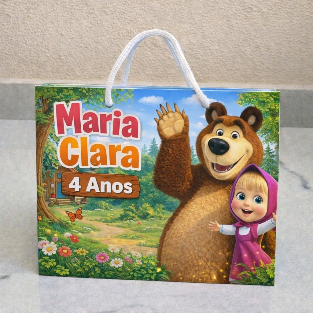 SACOLINHA Marcha e o Urso | PEGUE E MONTE | Personalizado | Lembrancinha | Aniversário Infantil | MIMO