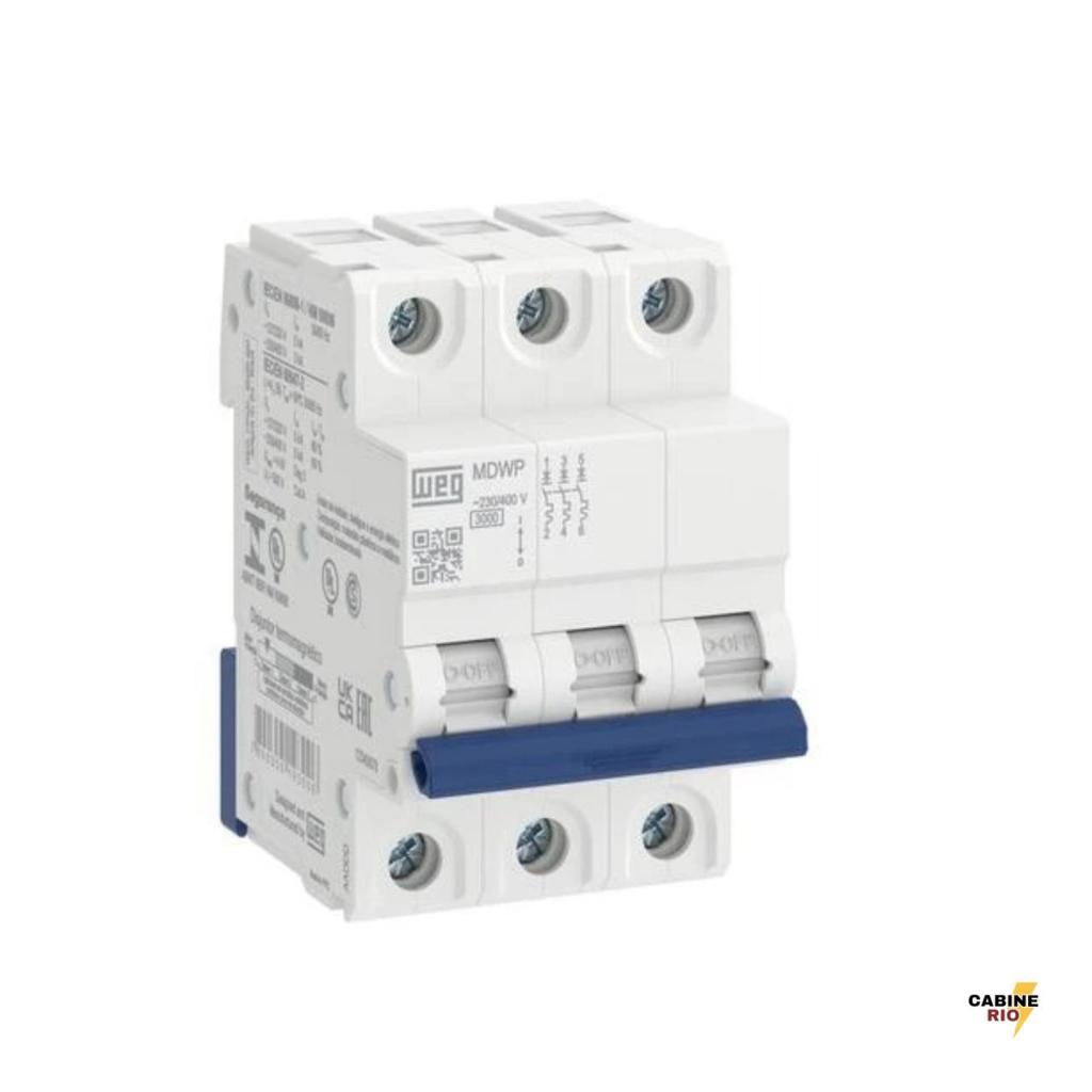 Mini Disjuntor MDWP WEG Tripolar Curva C – 70A/80A/100A/125A