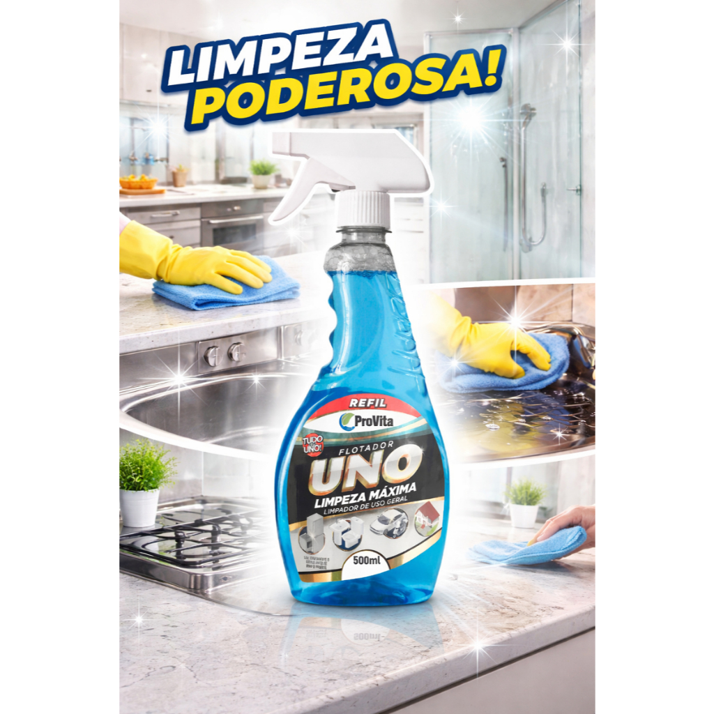 Flotador Multiuso Uno Limpeza Máxima Concentrado Limpa Parede Piso Carro Limpa Tudo