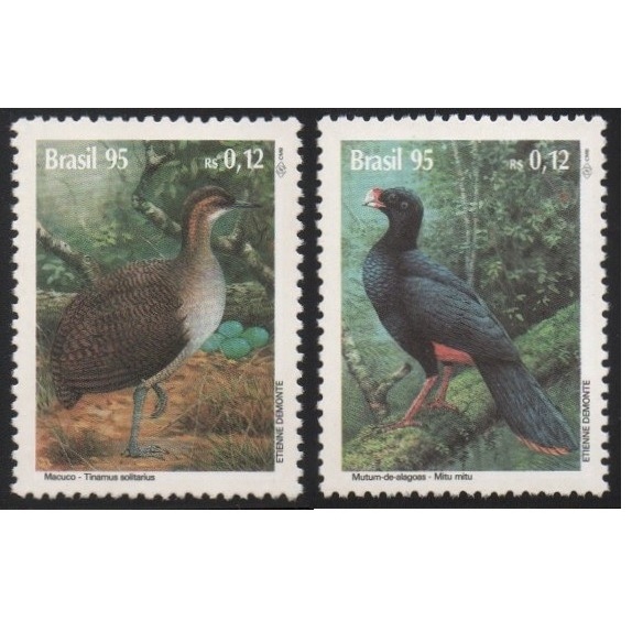 Série com 2 selos de carta novos -   FAUNA AVES - filatelia- ANO 1995 -  cat.rhm C1943/44-ref:S690