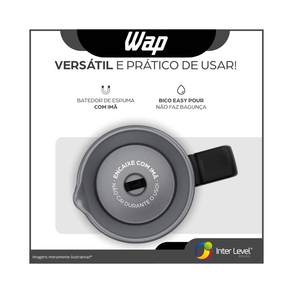 Espumador De Leite Prosdócimo WE300 Potência de 450W 4 Em 1 Com Base Aquecedora Batedor Com Imã Wap — imagem 2 de 2