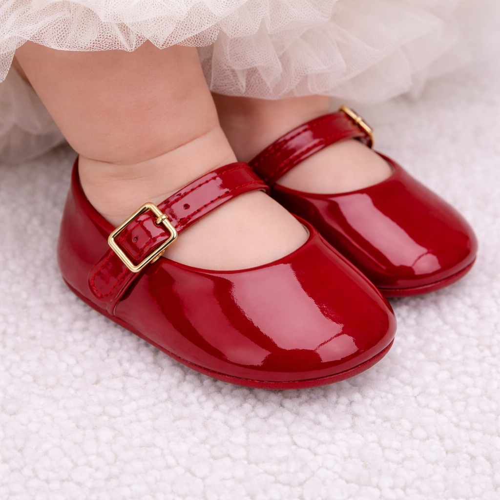 sapatilha de bebe vermelha lisa delicada e estilo para aniversario e customizar