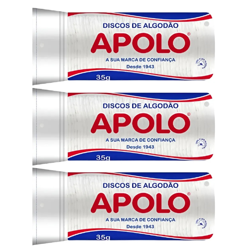 Kit 3 Pacotes Disco Algodão Apolo 35g Cada