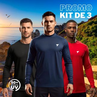 Kit 3 Camisa Térmica Masculina Manga Longa Proteção Uv50 Símbolo Refletivo Dry Fit Segunda Pele em Oferta na Shopee