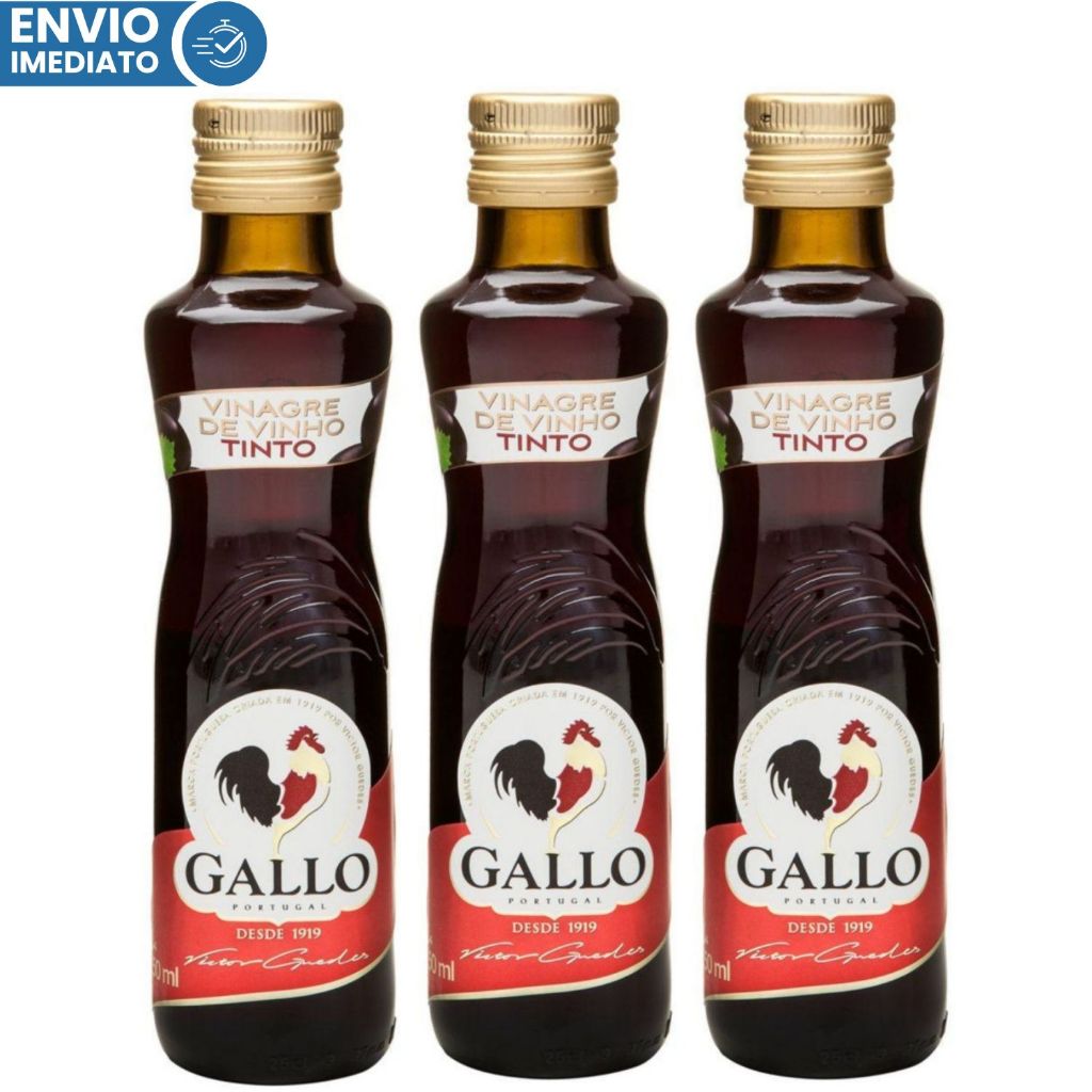 Atacado 3 Vinagre Gallo Vinho Tinto 250ml