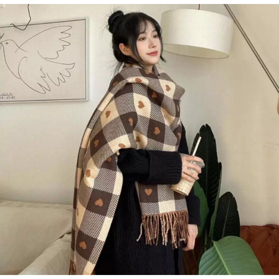 Cachecol Xadrez Feminino Lenço Pashimina Echarpe Masculino Unissex Para Frio Inverno