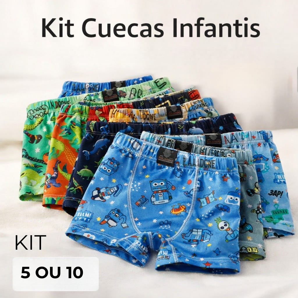 Cueca Boxer Menino Estampada Desenho Conforto P M G GG