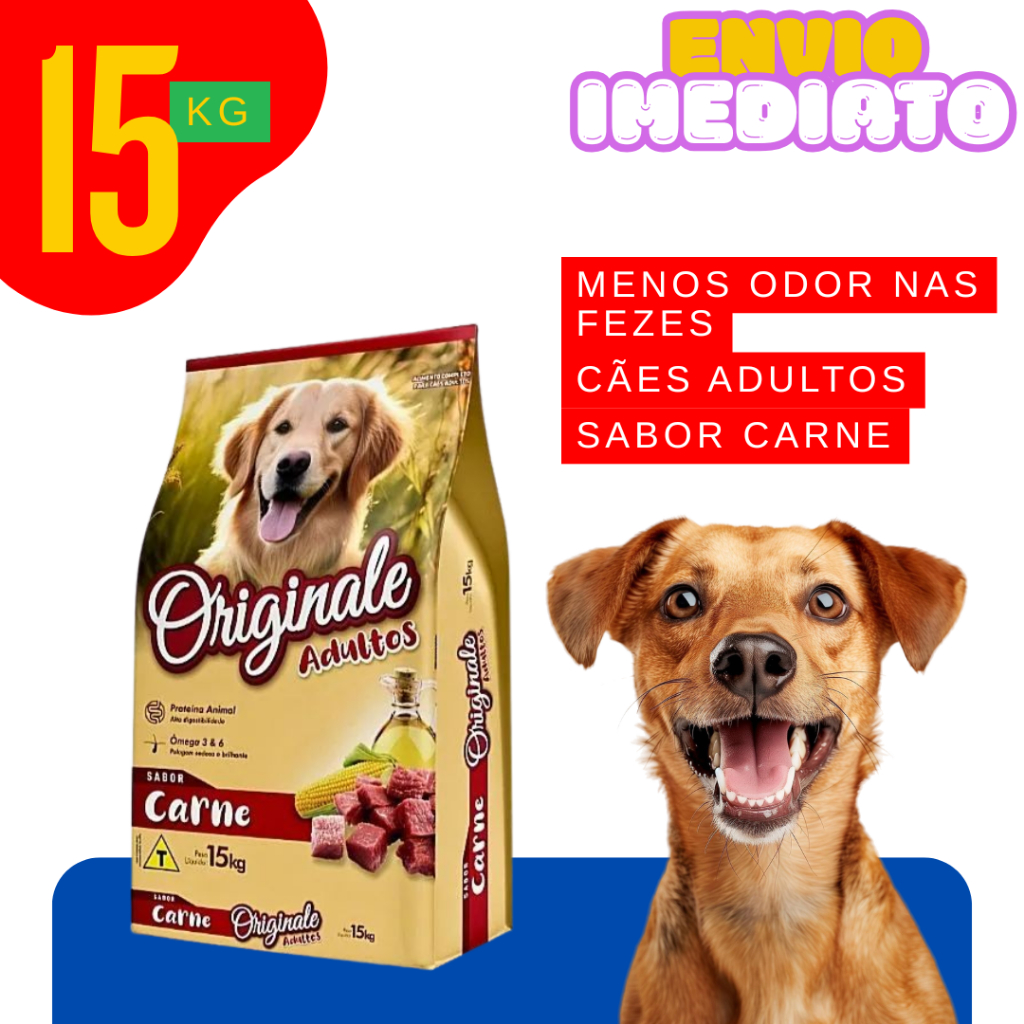 Ração para Cães Adultos 15kg/30kg Sabor Carne Premium 18 Por Cento Proteína - Envio Imediato