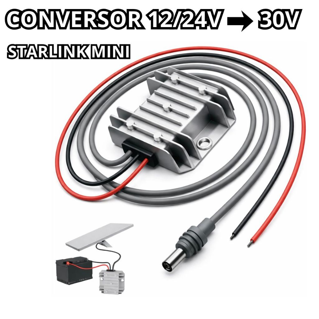 Conversor DCDC Starlink Mini 12/24V para 30V Boost 3A 90W