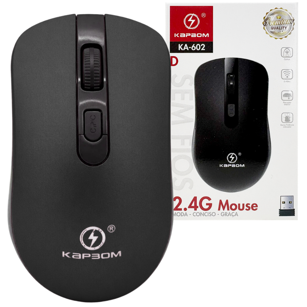 Mouse Sem Fio Wireless Bluetooth Ergonômico Original Kapbom em Oferta na Shopee