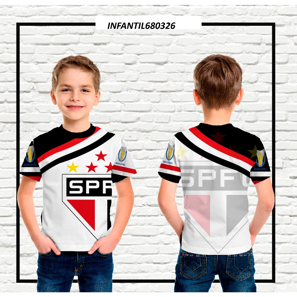 Camiseta Infantil e Adulta São Paulo Logo em tecido Dryfit