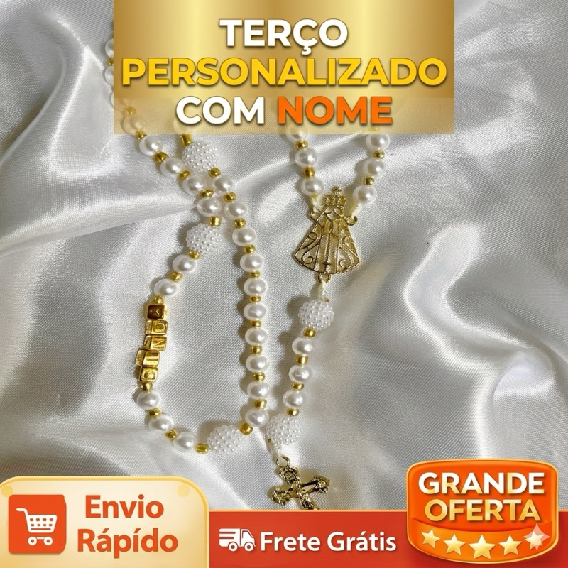 Terço de Nossa Senhora Aparecida Personalizado com Nome | Rosário Católico Presente Religioso