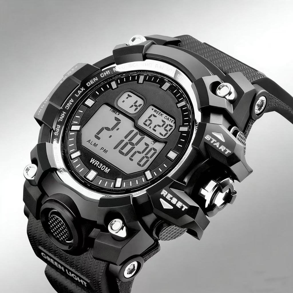 Esportes de lazer masculinos cronometro conduzido relógio eletrônico impermeável em Oferta na Shopee