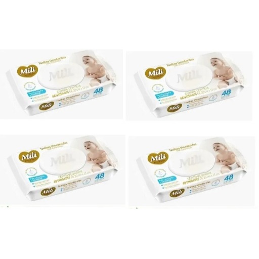 Kit 4 Toalhinha Umedecida Love&Care com 48 Unidades - Mili