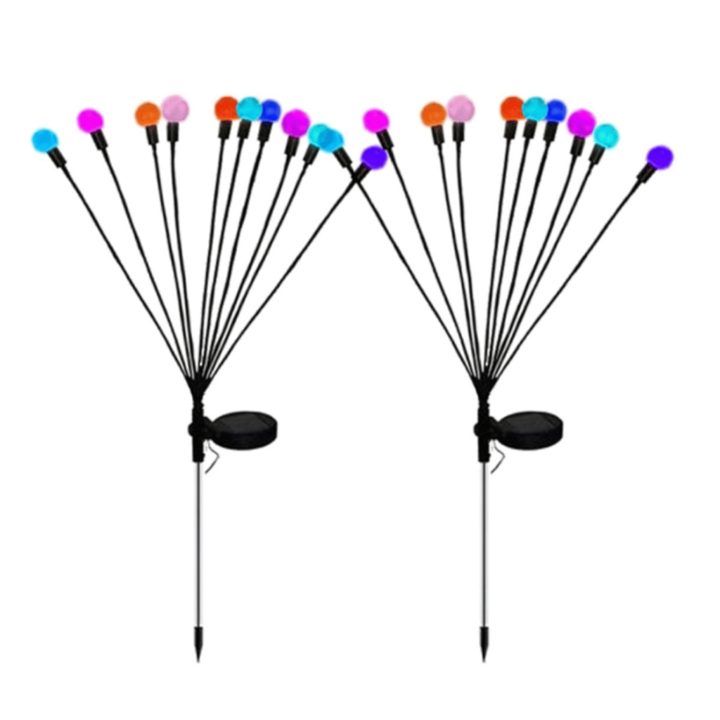 Kit 2 Luminárias Solares Decorativas Jardim Efeito Vagalume